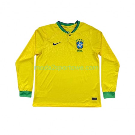 Koszulka Brazylia Domowe Stroje Piłkarskie World Cup 2022 Długi Rękaw